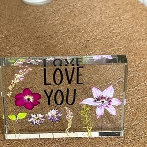 love you Paper Weight Flowers painted square